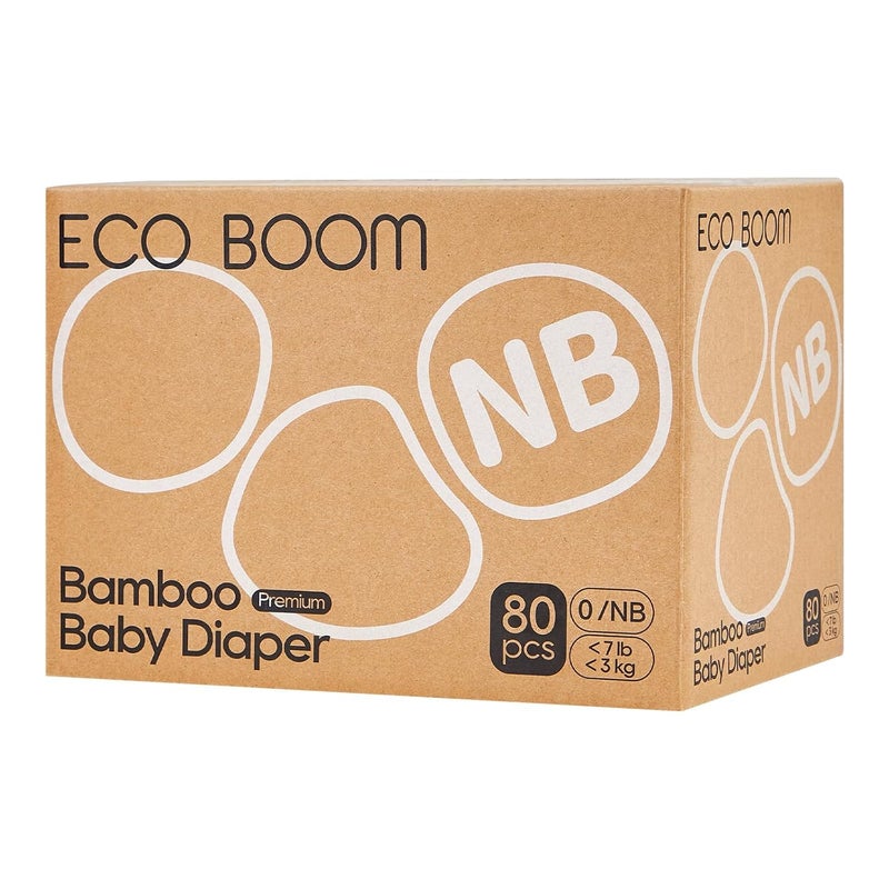 Eco boom Preemie Diapers, Viscose from Bamboo Diapers, Natural Soft Disposable Nappies for Infant, Size 0 Suitable for up to 7 lbs (Newborn - 80 Count) - Image 1